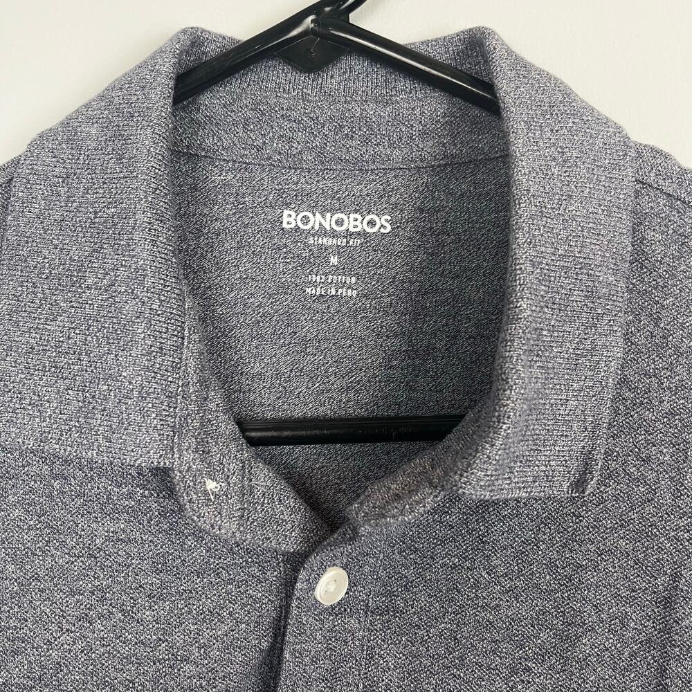 Bonobos standard fit medium 100% cotton short sleeve collar stretch blue